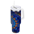 30 oz Insulated Stainless Steel Tumbler Double Wall Stainless Steel Tumbler with 2-Way Drinking Blue Kaleidoscopic Pattern C458A