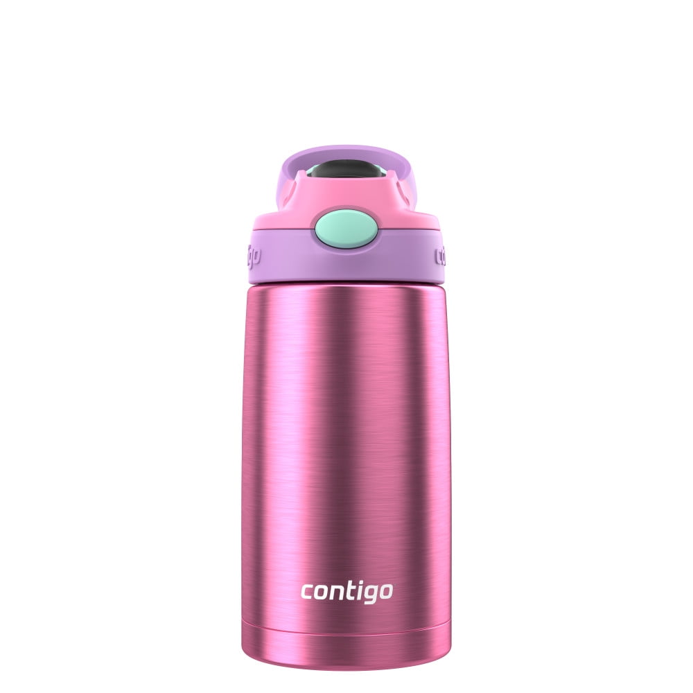 Contigo Kid's 13 oz. AutoSpout Straw Water Bottle - Stainless Steel/Azalea/Pansy C114V