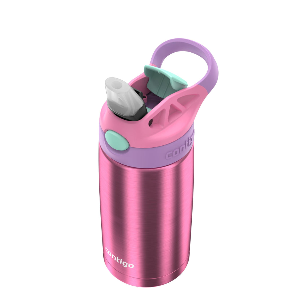 Contigo Kid's 13 oz. AutoSpout Straw Water Bottle - Stainless Steel/Azalea/Pansy C114V