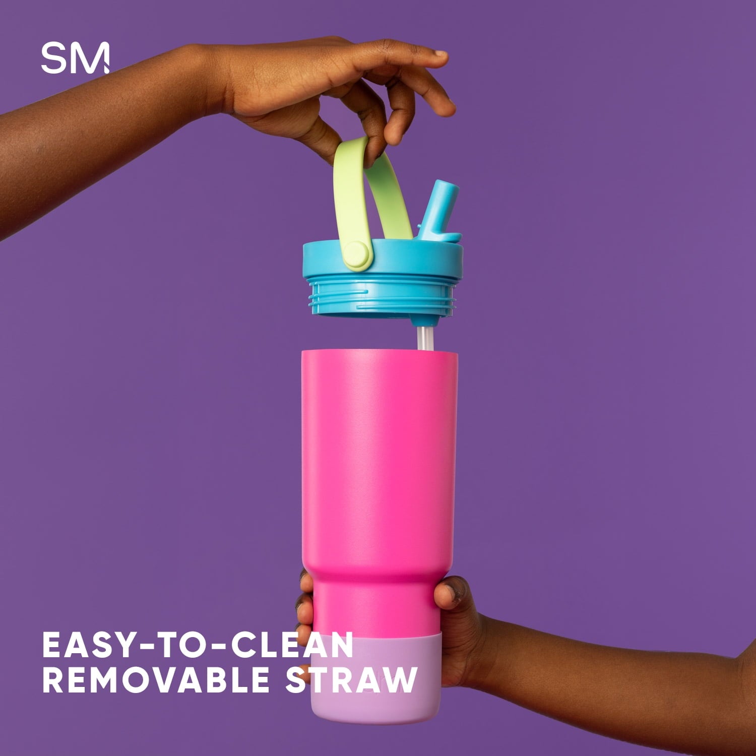 Simple Modern 24 fl oz Insulated Stainless Steel Trek Pivot Tumbler with Straw Lid and Top Handle|Cotton Candy Tie Dye C407C