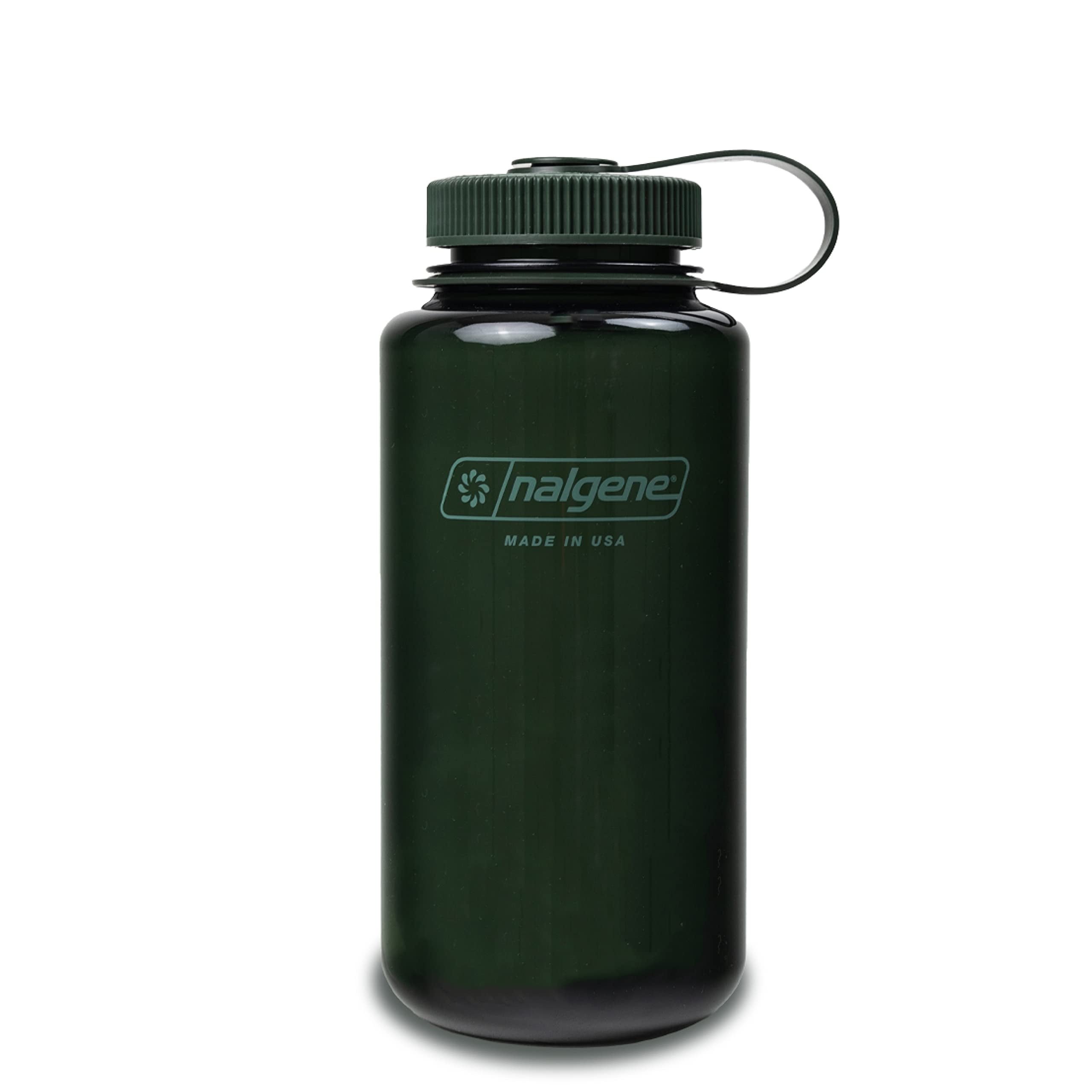 Nalgene Monochrome BPA-Free Recycled Reusable Water Bottle for Backpacking, Hiking, Gym - 32 oz Shatterproof Jade C140D