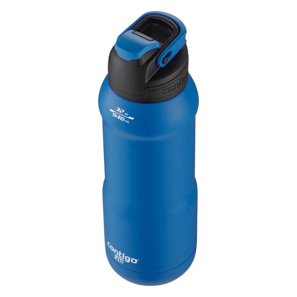 Contigo Fit Stainless Steel AUTOSPOUT Water Bottle with Straw, Blue Amp, 32 fl oz. C105V