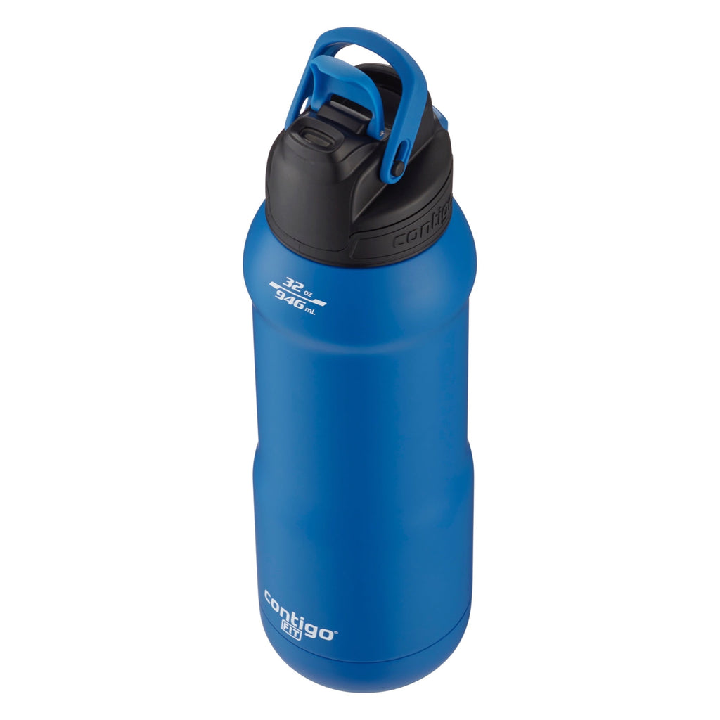 Contigo Fit Stainless Steel AUTOSPOUT Water Bottle with Straw, Blue Amp, 32 fl oz. C105V