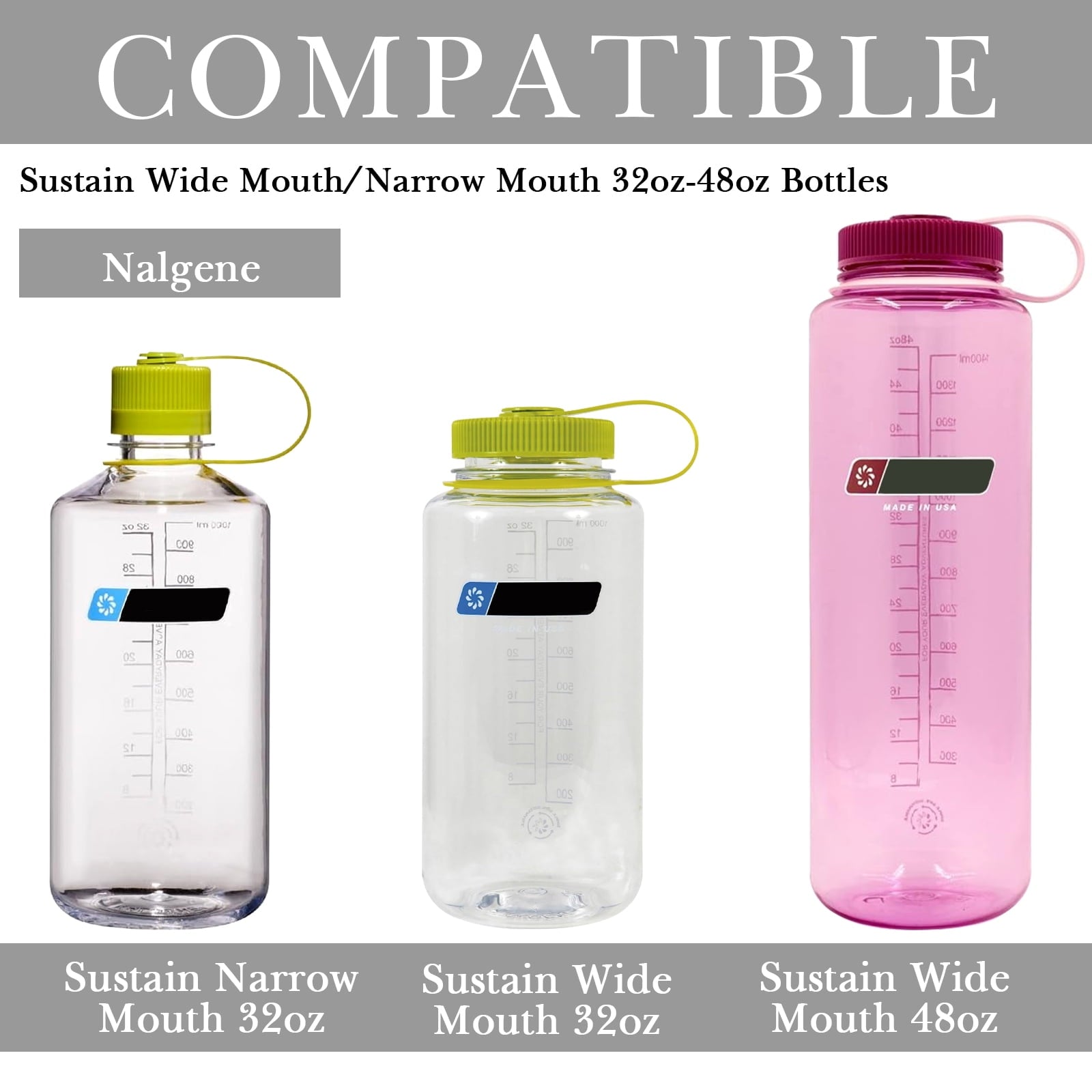 Linkidea 2 Pack Water Bottle Boot Compatible with Nalgene Sustain Wide Mouth 32oz/48oz, Narrow Mouth 32oz, Silicone Anti-Slip Bottle Bottom Bumper Protector (Grey) C219N