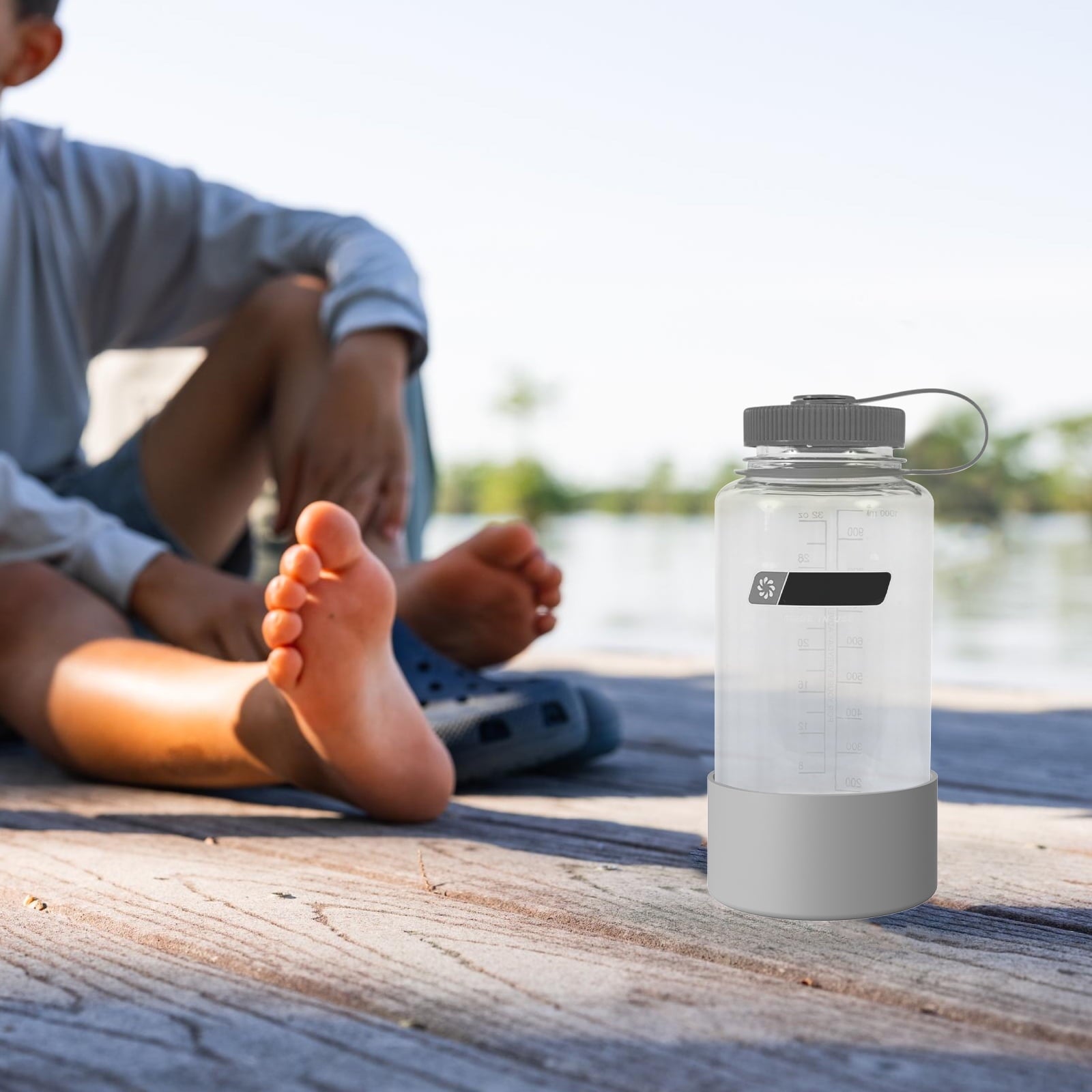 Linkidea 2 Pack Water Bottle Boot Compatible with Nalgene Sustain Wide Mouth 32oz/48oz, Narrow Mouth 32oz, Silicone Anti-Slip Bottle Bottom Bumper Protector (Grey) C219N