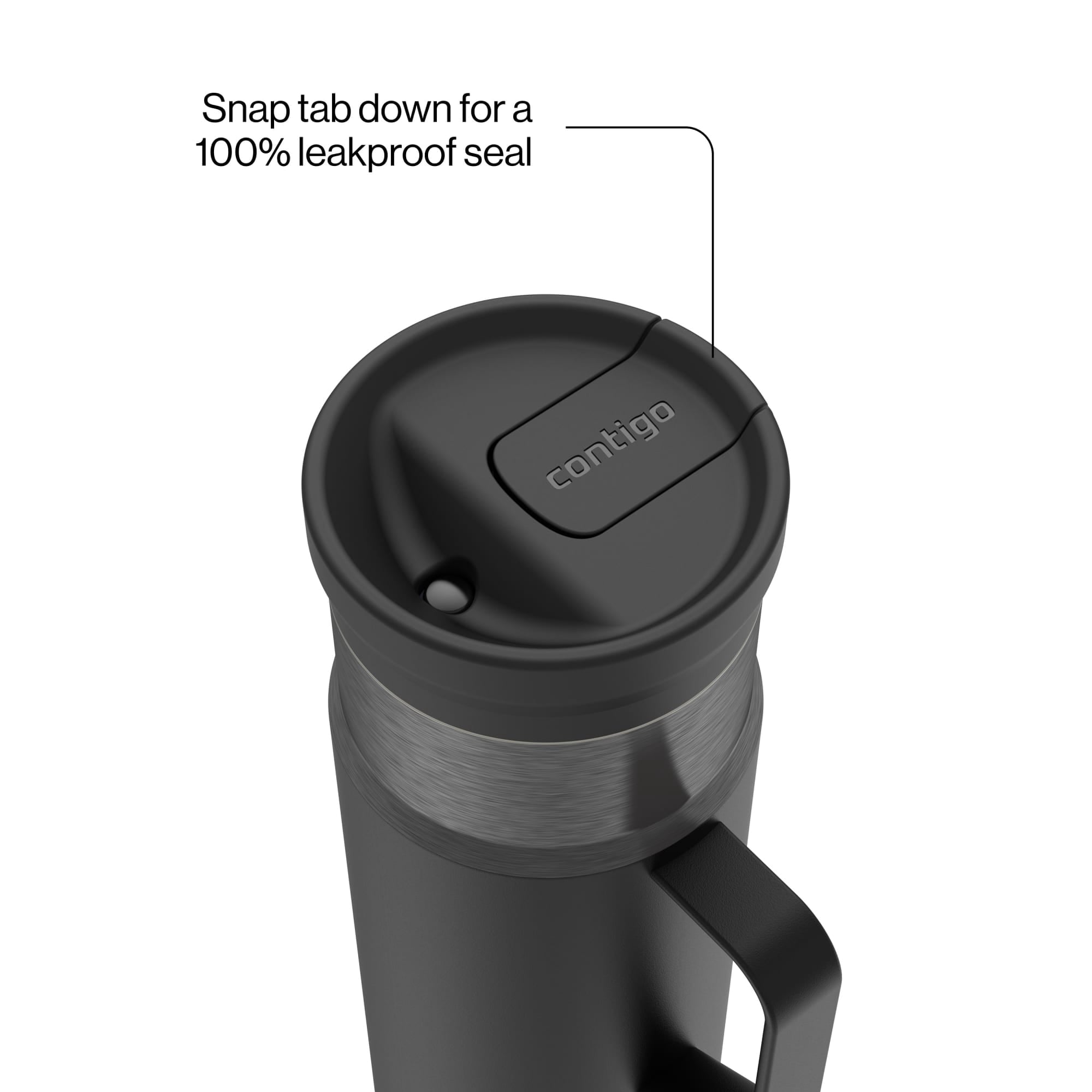 Contigo SnapSeal Leakproof Stainless Steel Reusable Water Bottle Tumbler with Side Handle, Dark Blue/Bronze, 20 oz C033X