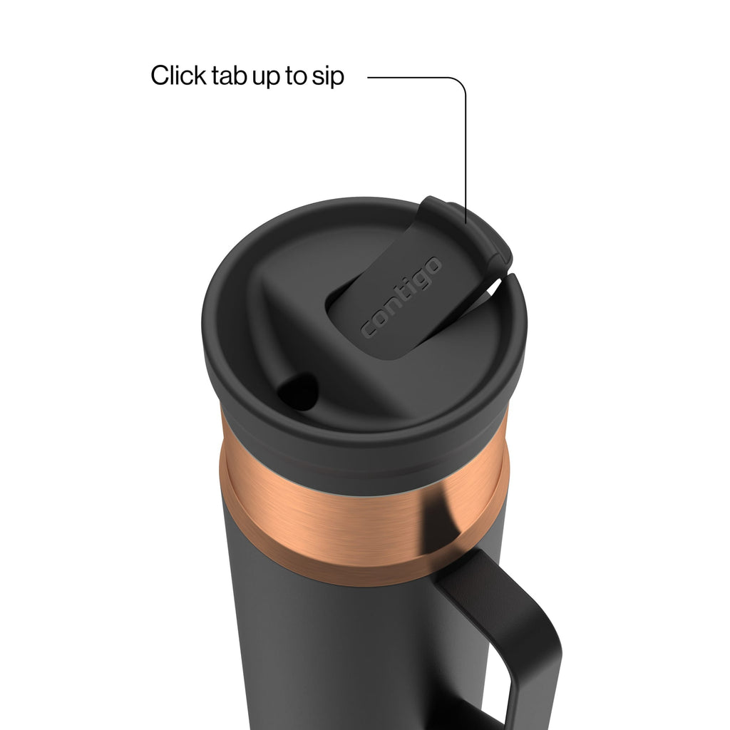 Contigo SnapSeal Leakproof Stainless Steel Reusable Water Bottle Tumbler with Side Handle, Dark Blue/Bronze, 20 oz C033X