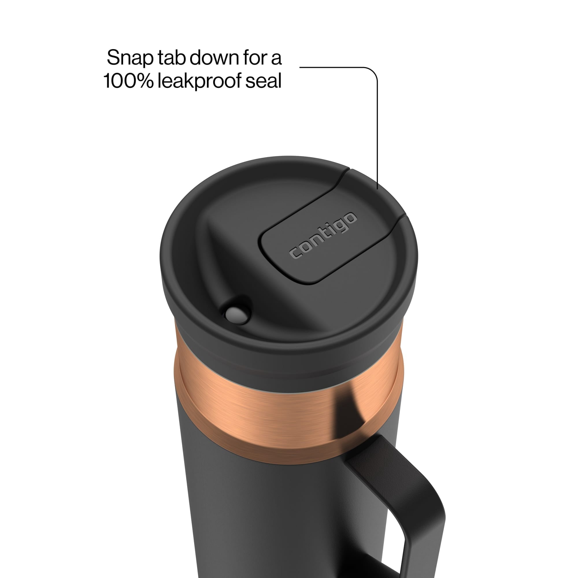 Contigo SnapSeal Leakproof Stainless Steel Reusable Water Bottle Tumbler with Side Handle, Dark Blue/Bronze, 20 oz C033X