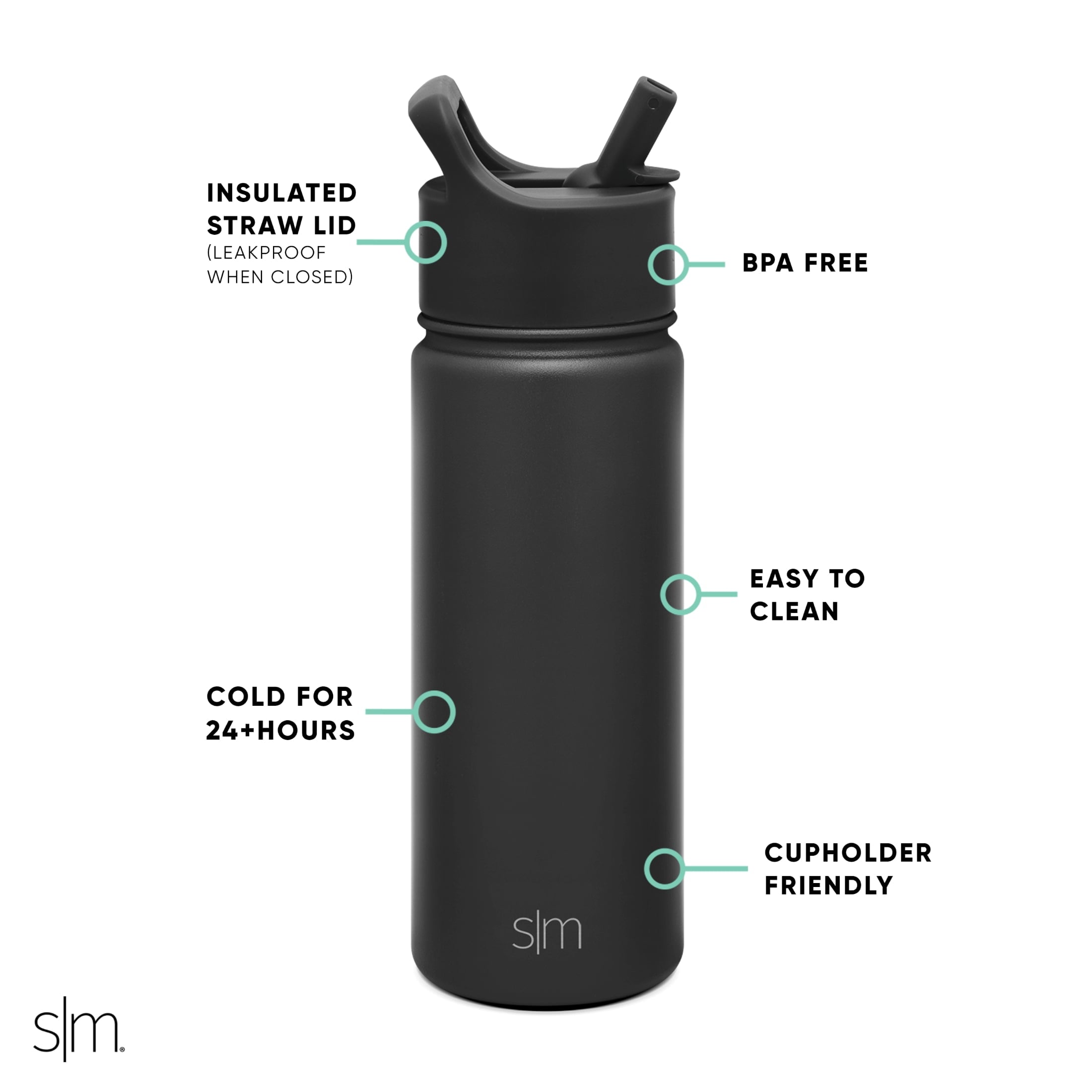Simple Modern Summit Water Bottle Straw Lid Vacuum Insulated Stainless Steel Bottle | 18 fl oz C427X