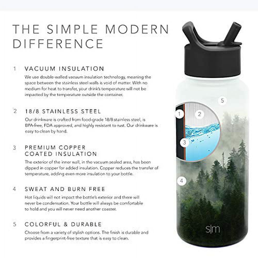 Simple Modern Summit Water Bottle Straw Lid Vacuum Insulated Stainless Steel Bottle | 18 fl oz C427X