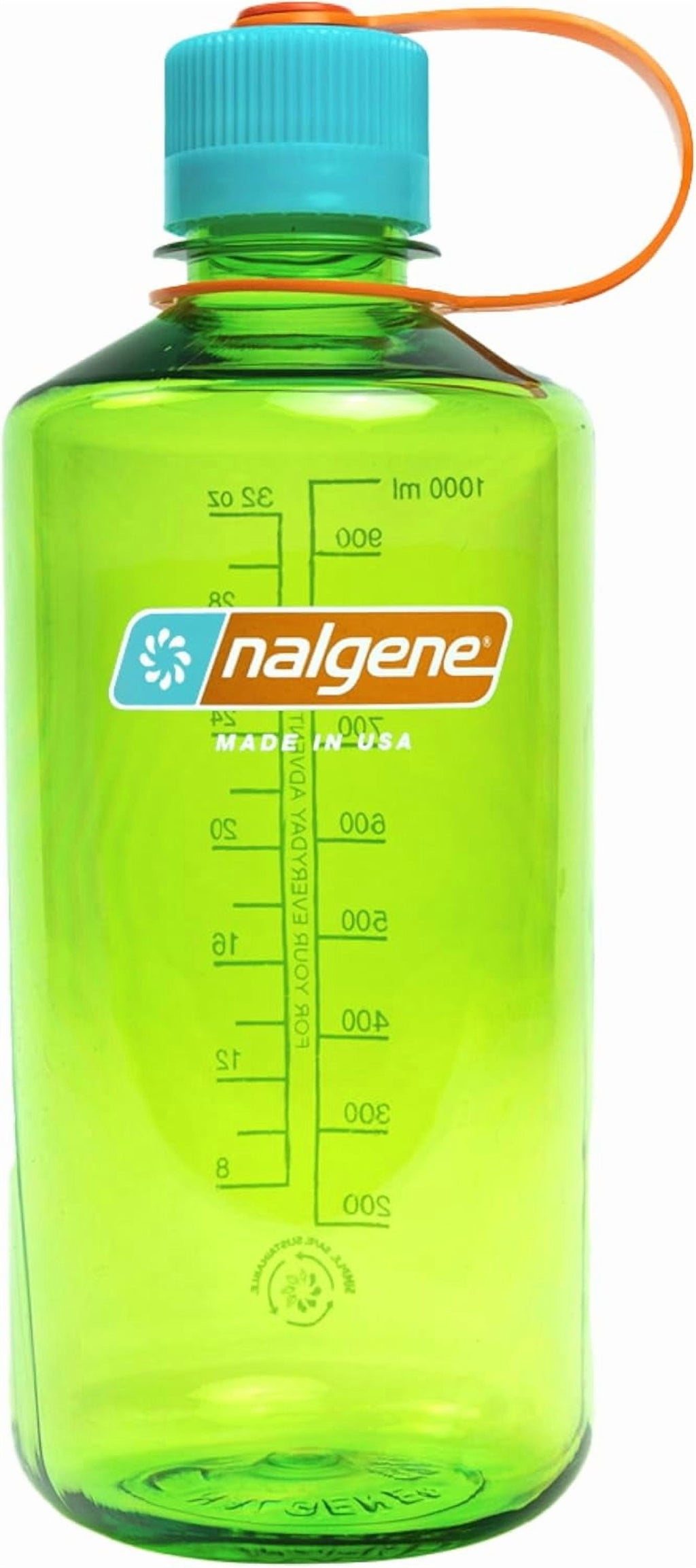 Nalgene Sustain Tritan BPA-Free Water Bottle Made with Material Derived from 50% Plastic Waste, 32 OZ, Narrow Mouth, Pear C153L