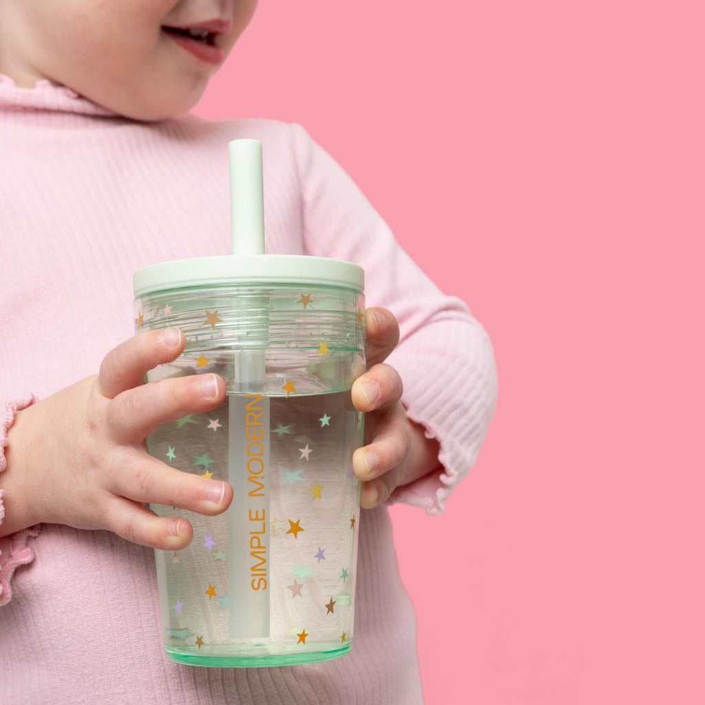 Simple Modern 12 fl oz Tritan Plastic Junior Tumbler with Silicone Straw Lid for Toddlers | Stars C399X