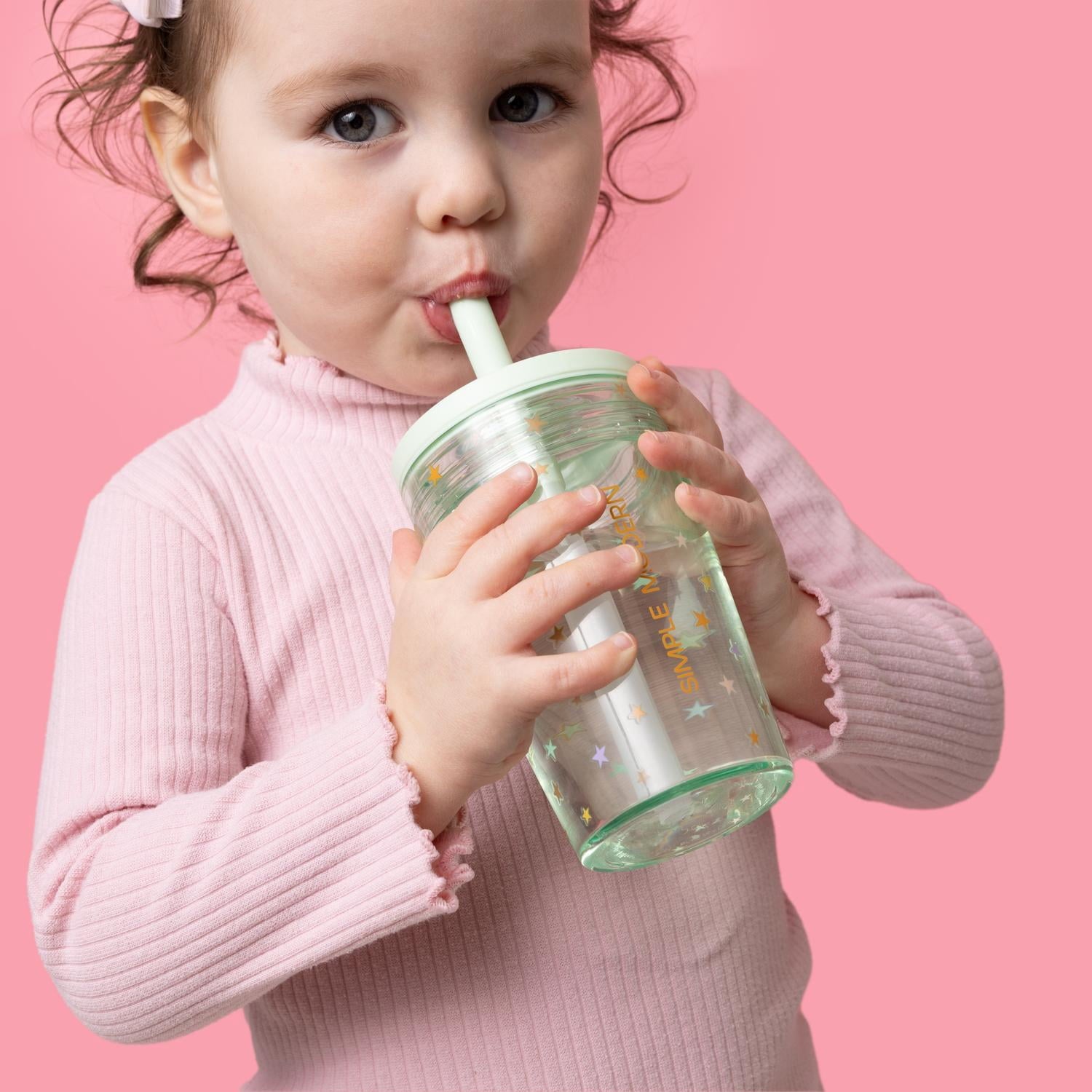 Simple Modern 12 fl oz Tritan Plastic Junior Tumbler with Silicone Straw Lid for Toddlers | Stars C399X
