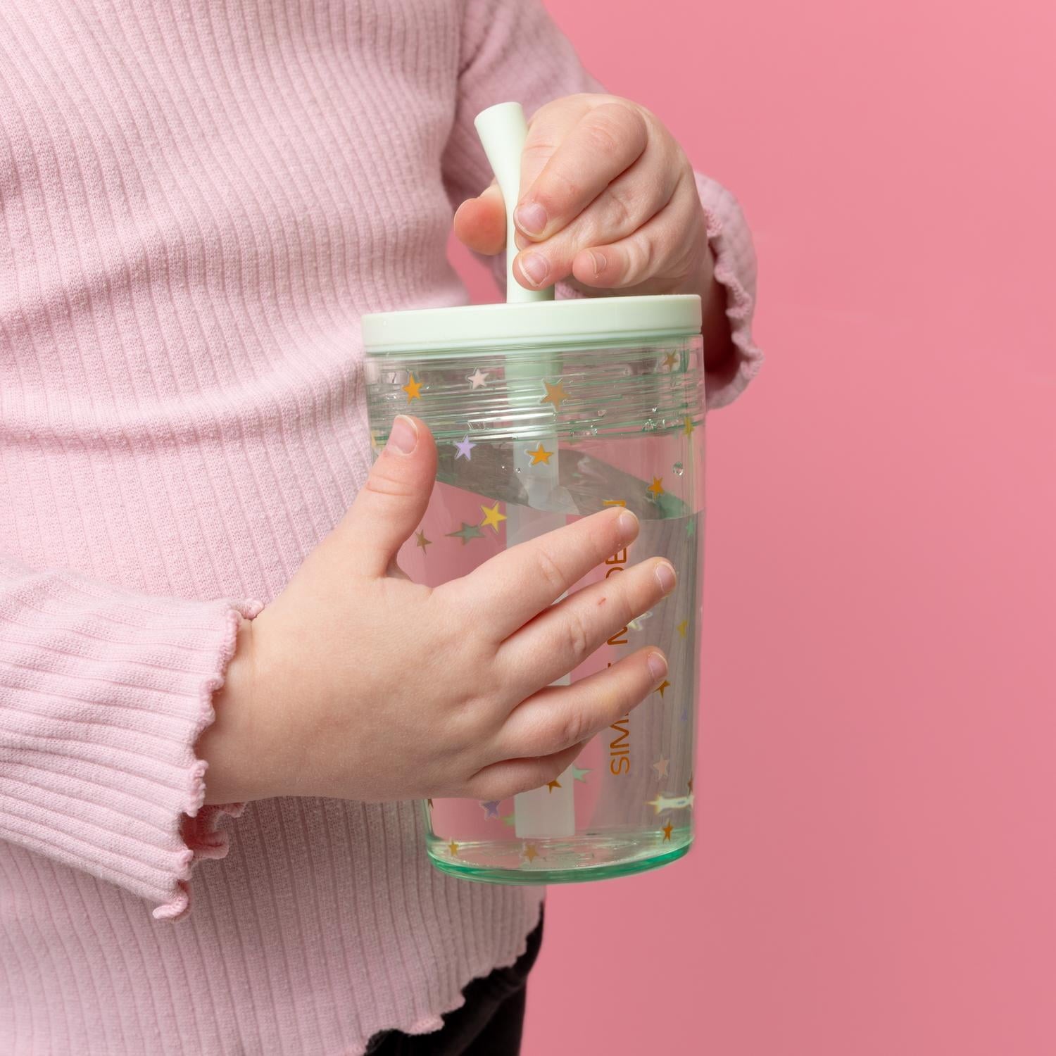 Simple Modern 12 fl oz Tritan Plastic Junior Tumbler with Silicone Straw Lid for Toddlers | Stars C399X