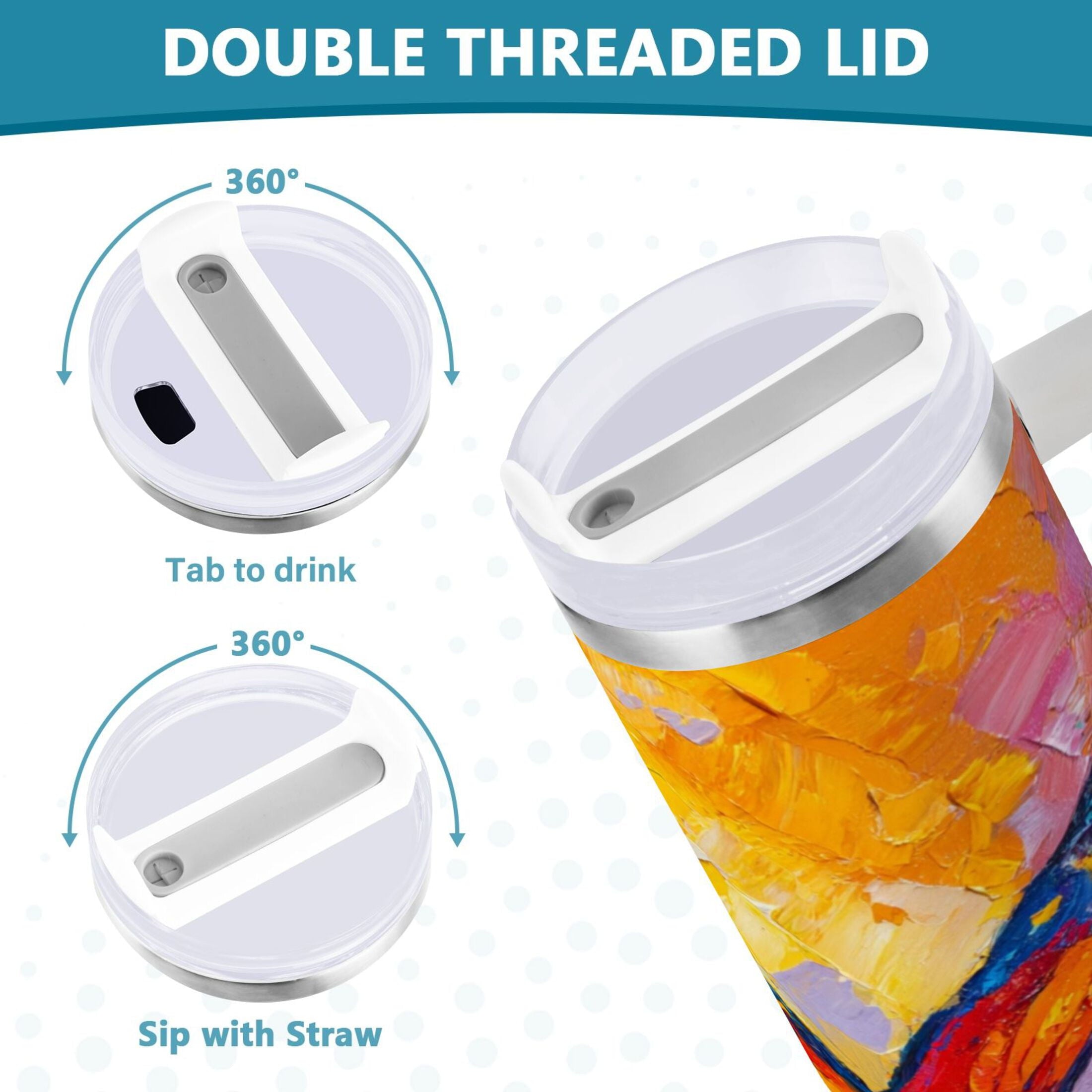 30 oz Insulated Stainless Steel Tumbler Double Wall Stainless Steel Tumbler with 2-Way Drinking Colorful Butterfly Flying C473M