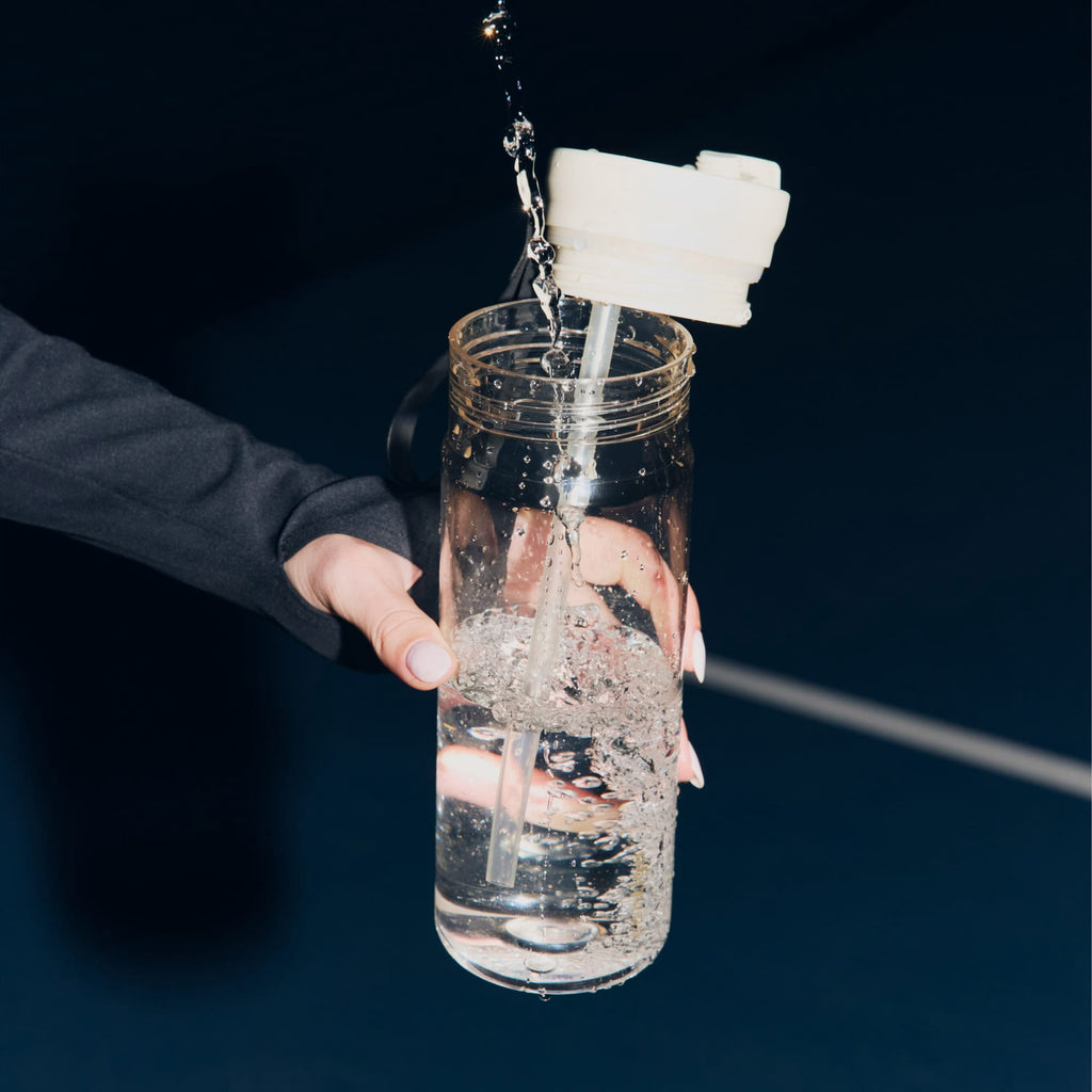 Contigo DualSip Leakproof Plastic Reusable Water Bottle with Carrying Strap, Black/Clear, 24 oz C047U