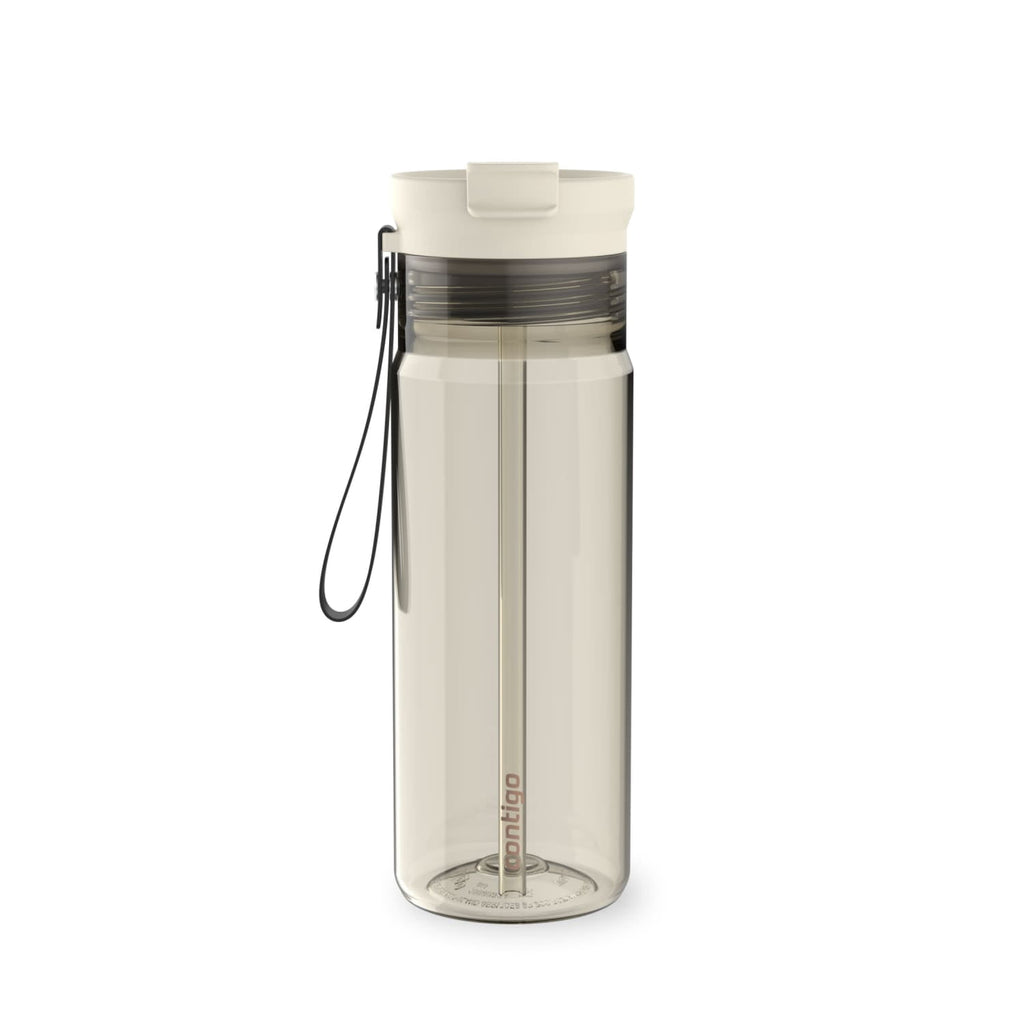 Contigo DualSip Leakproof Plastic Reusable Water Bottle with Carrying Strap, Black/Clear, 24 oz C047U