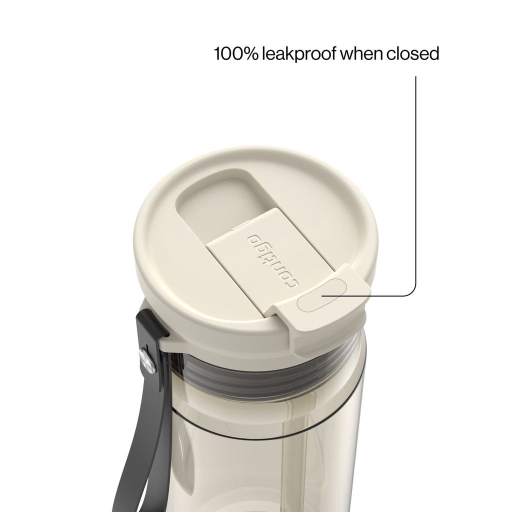 Contigo DualSip Leakproof Plastic Reusable Water Bottle with Carrying Strap, Black/Clear, 24 oz C047U