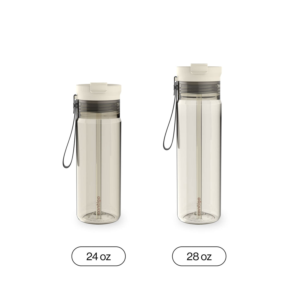 Contigo DualSip Leakproof Plastic Reusable Water Bottle with Carrying Strap, Black/Clear, 24 oz C047U