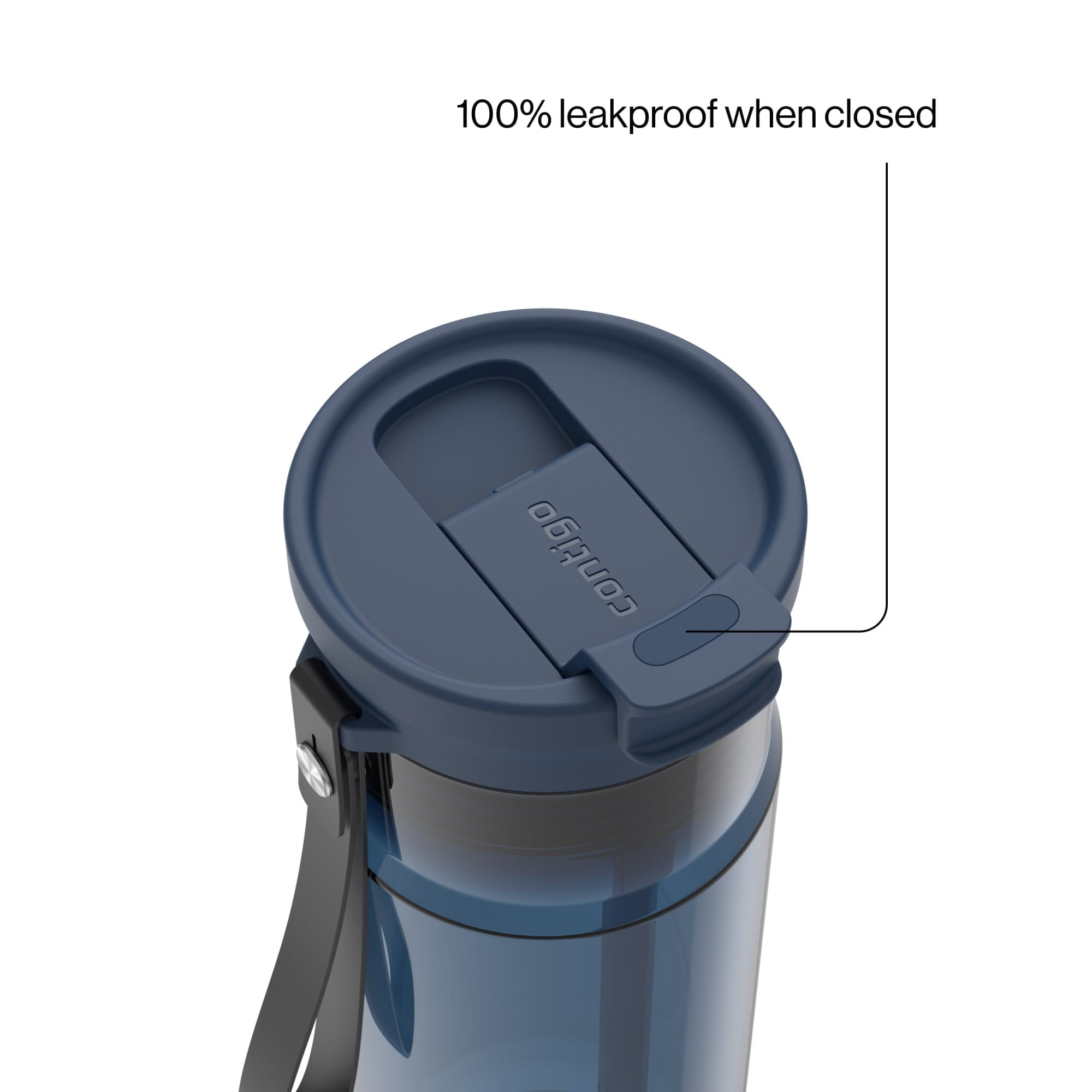 Contigo DualSip Leakproof Plastic Reusable Water Bottle with Carrying Strap, Black/Clear, 24 oz C047U