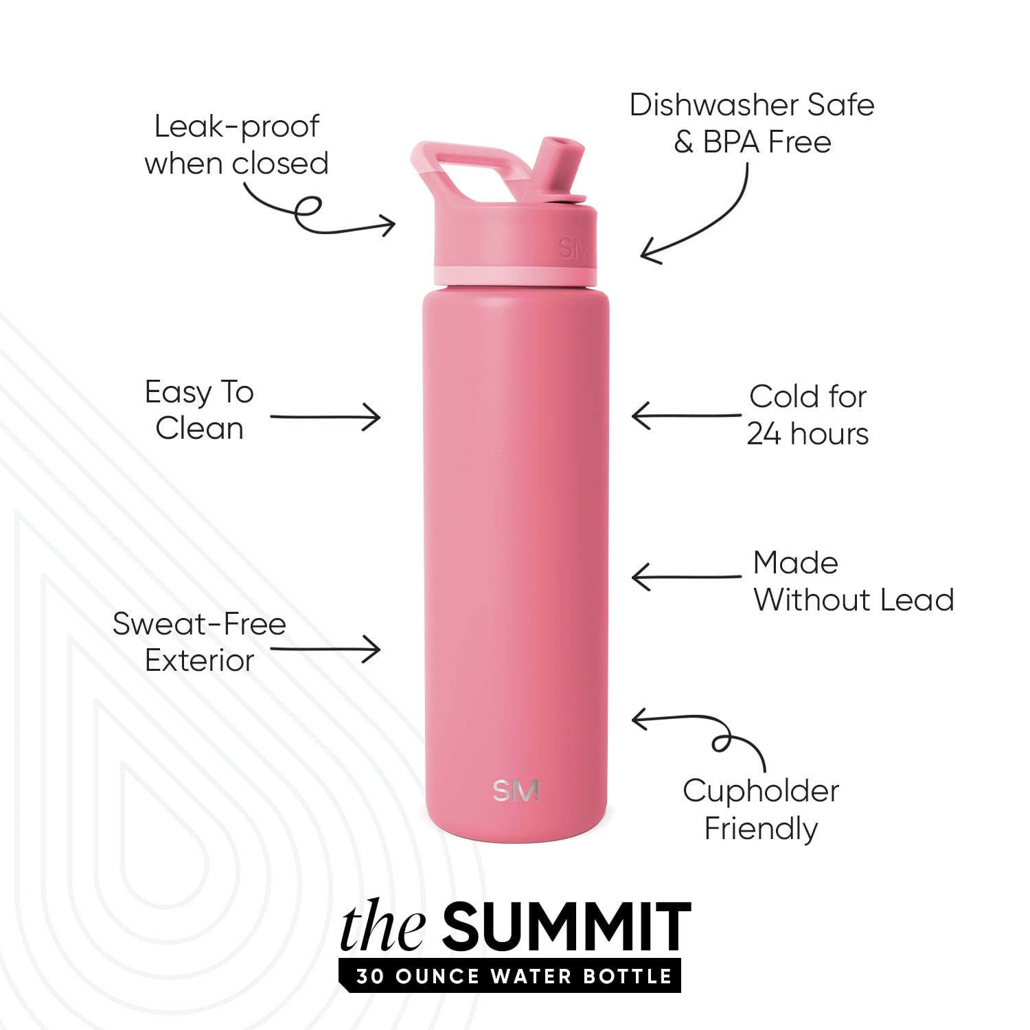 Simple Modern 30 fl oz Insulated Stainless Steel Summit Wide Mouth Water Bottle with Straw Lid | Slumberland C396Z
