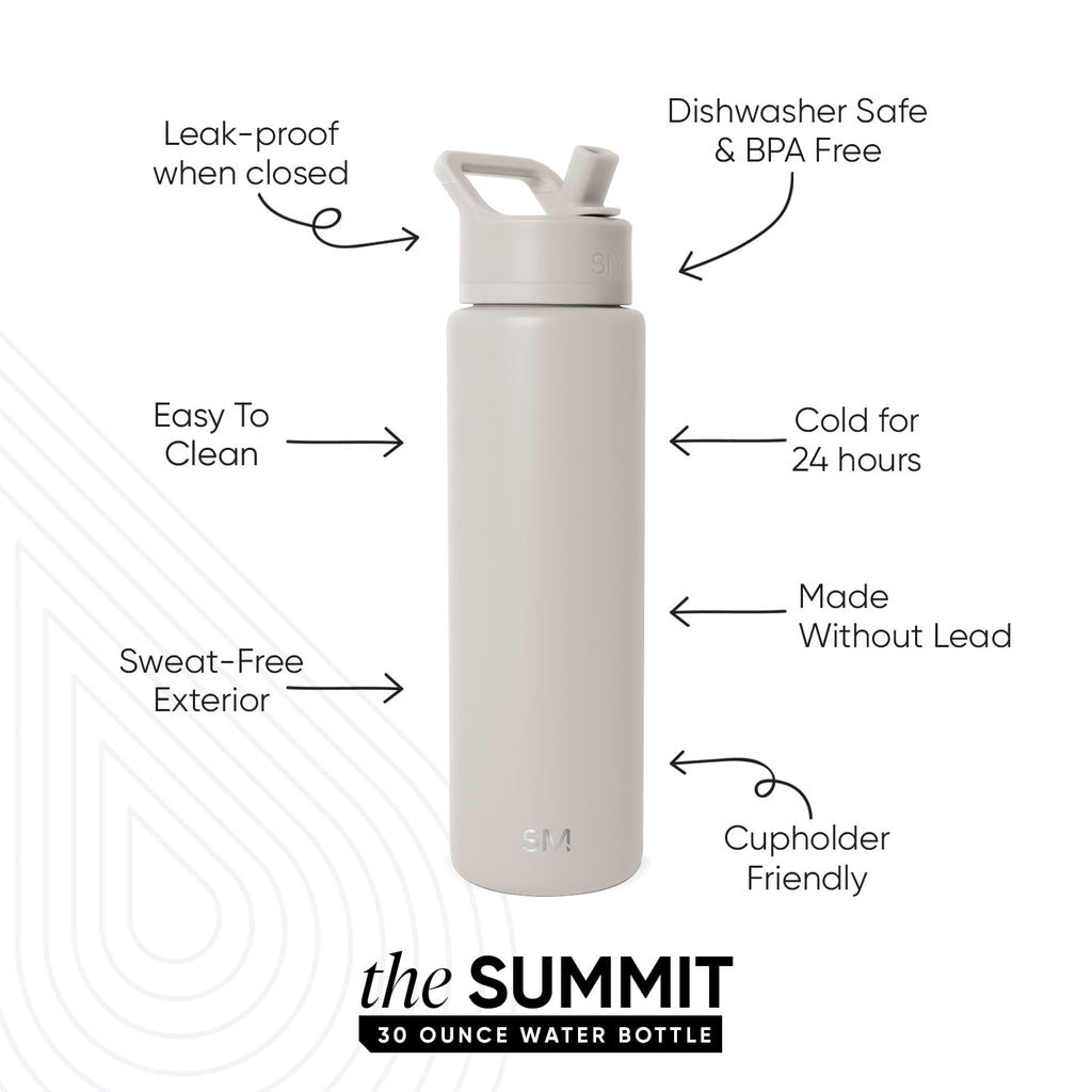 Simple Modern 30 fl oz Insulated Stainless Steel Summit Wide Mouth Water Bottle with Straw Lid | Slumberland C396Z