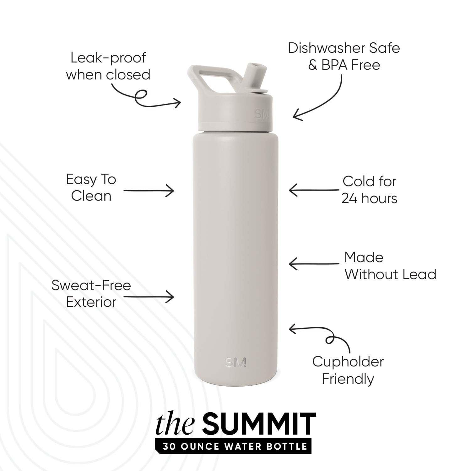 Simple Modern 30 fl oz Insulated Stainless Steel Summit Wide Mouth Water Bottle with Straw Lid | Slumberland C396Z
