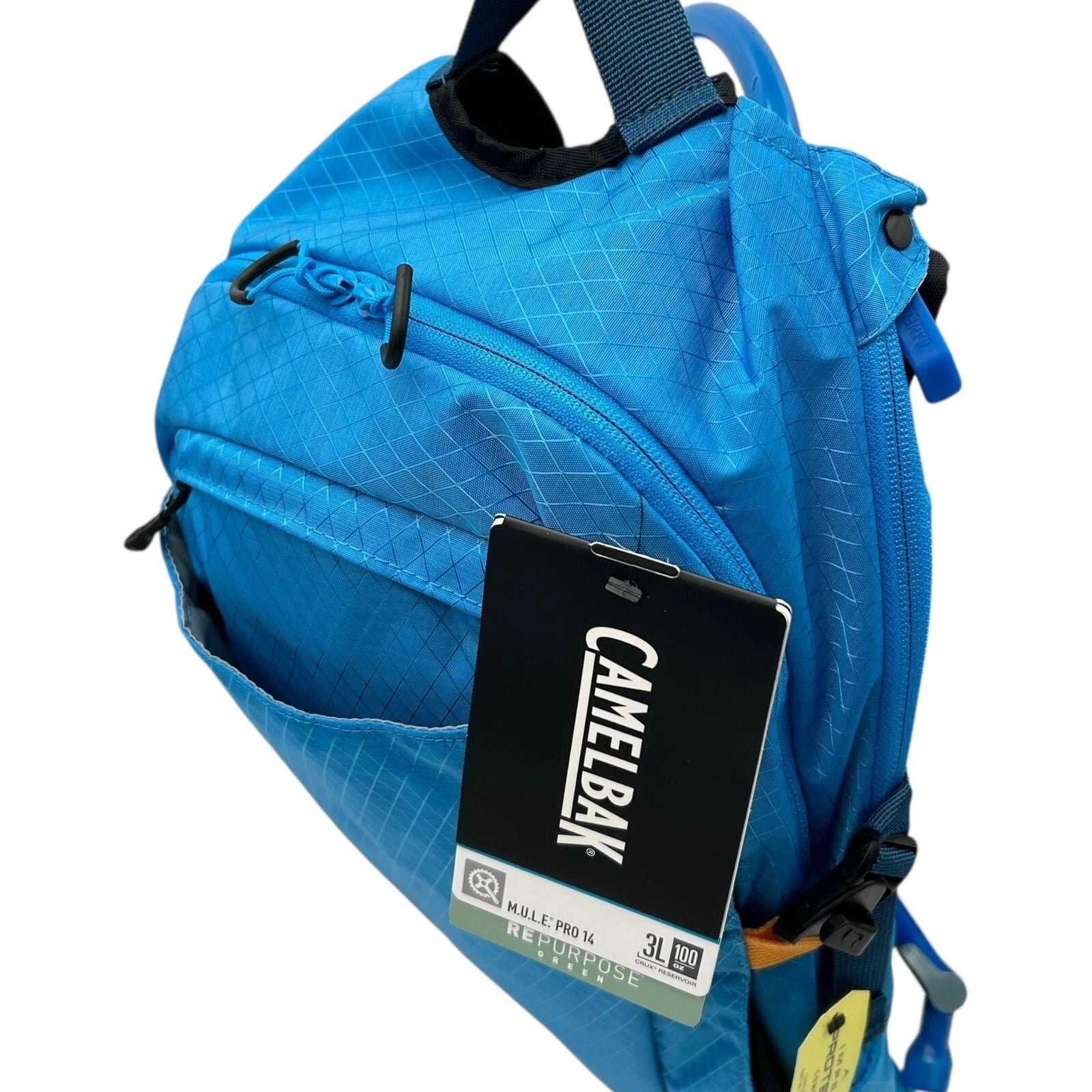 CAMELBAK M.U.L.E Pro 14L Bike Hydration Backpack 100 oz, Ibiza Blue/Orange C251R