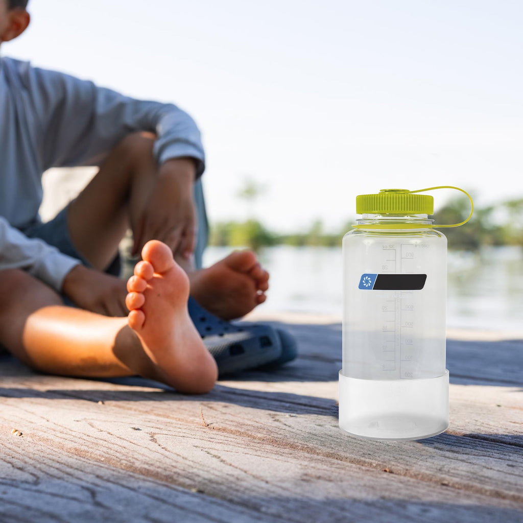 Linkidea 2 Pack Water Bottle Boot Compatible with Nalgene Sustain Wide Mouth 32oz/48oz, Narrow Mouth 32oz, Silicone Anti-Slip Bottle Bottom Bumper Protector (Clear White) C214S