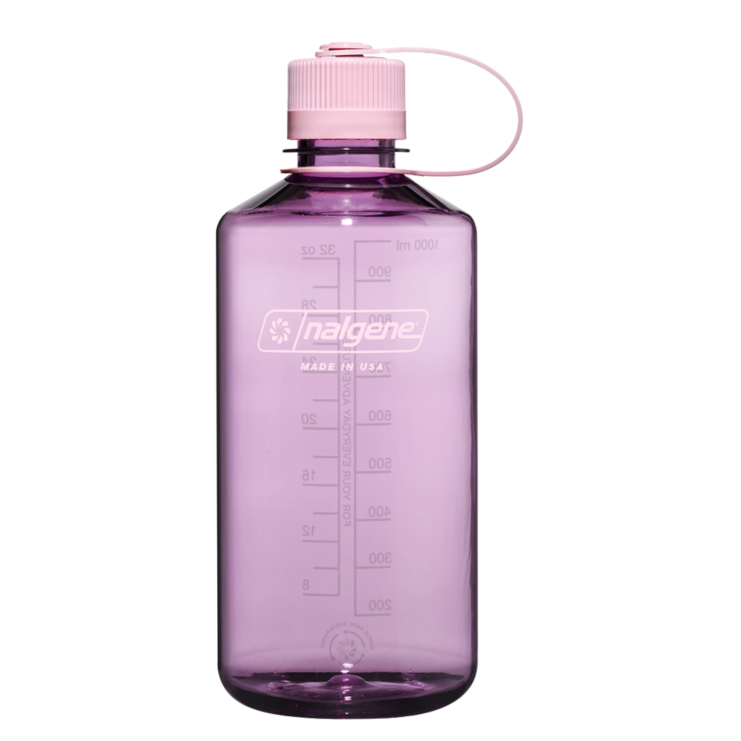 Nalgene Sustain Tritan BPA-Free Water Bottle Made with Material Derived from 50% Plastic Waste (using ISCC certified mass balance), 32 OZ, Narrow Mouth, Cherry Blossom C152H