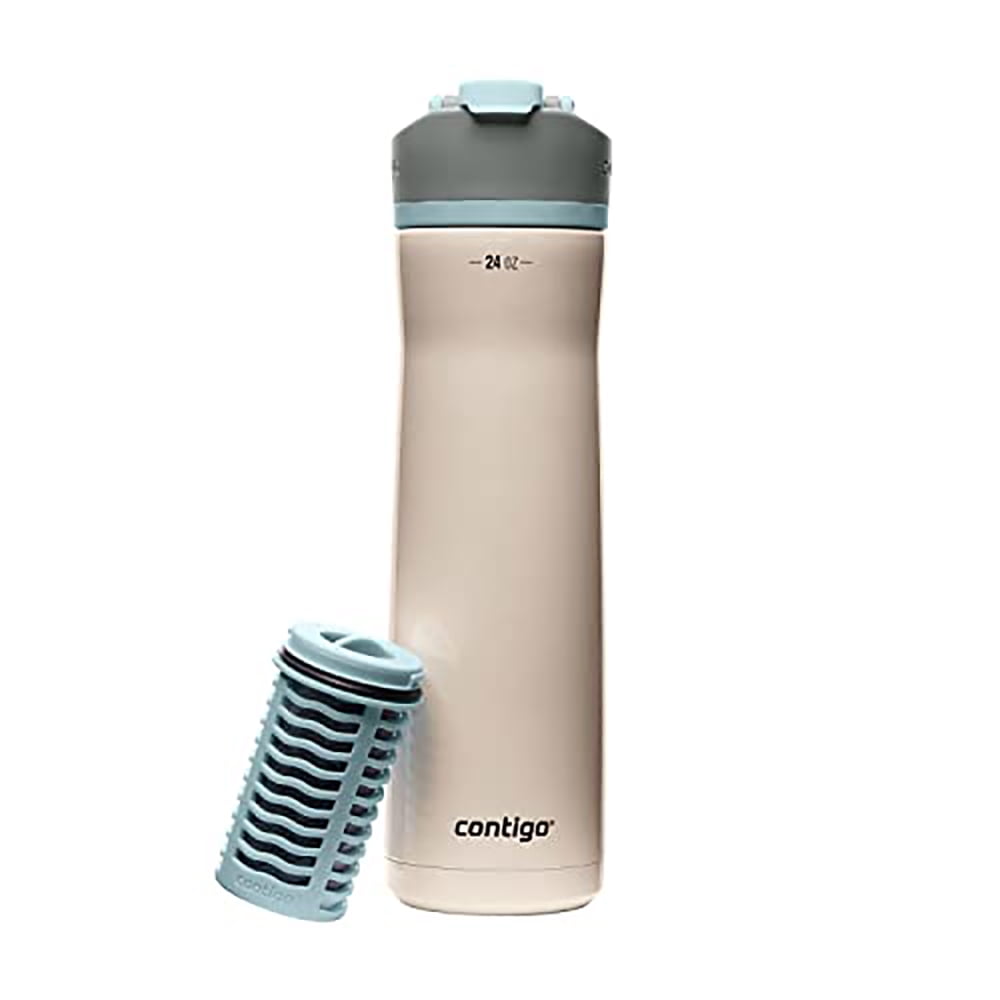 Contigo Clybourn Chill Stainless Steel FreeFlow Filter Water Bottle with AUTOSEAL, 24oz Salt C107A