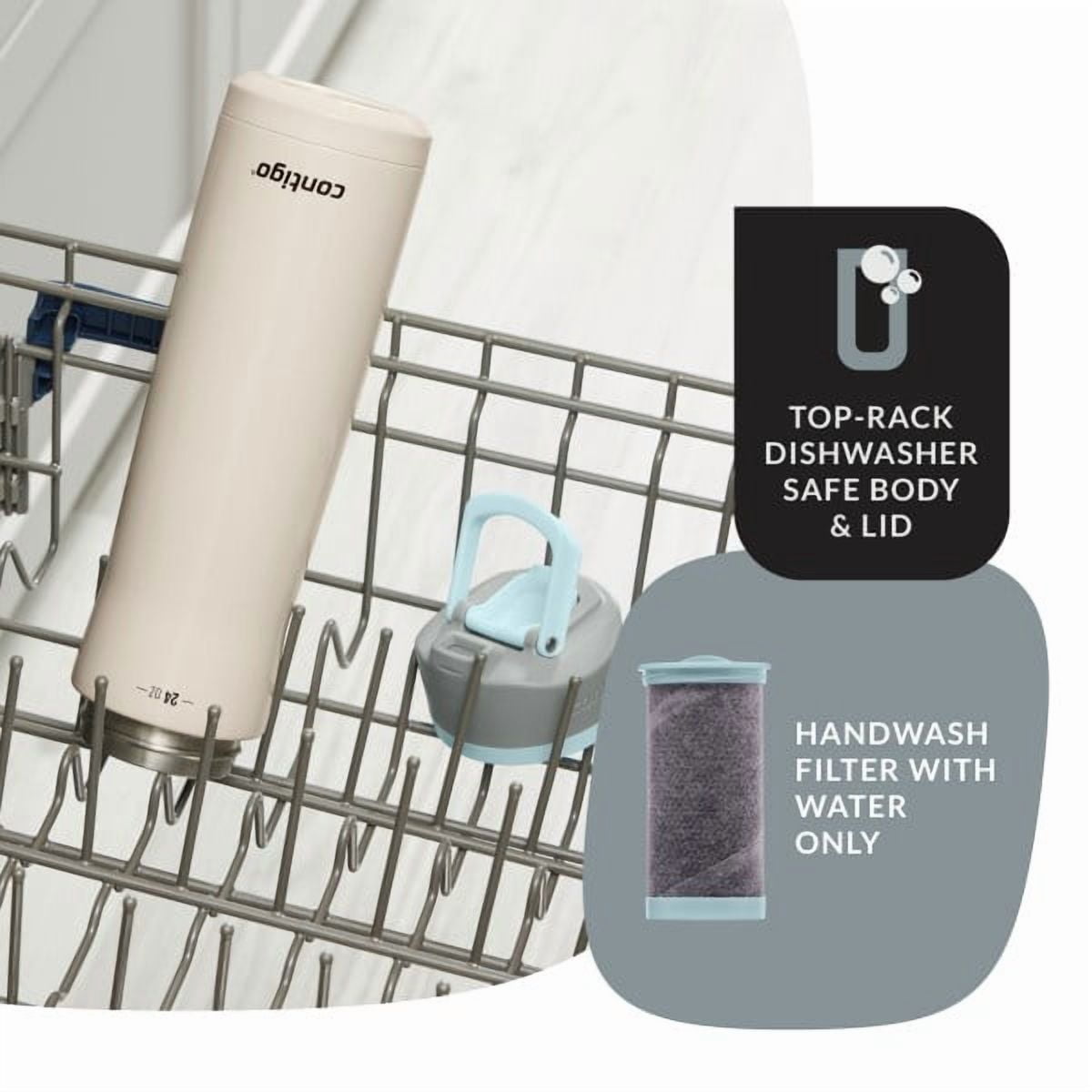 Contigo Clybourn Chill Stainless Steel FreeFlow Filter Water Bottle with AUTOSEAL, 24oz Salt C107A