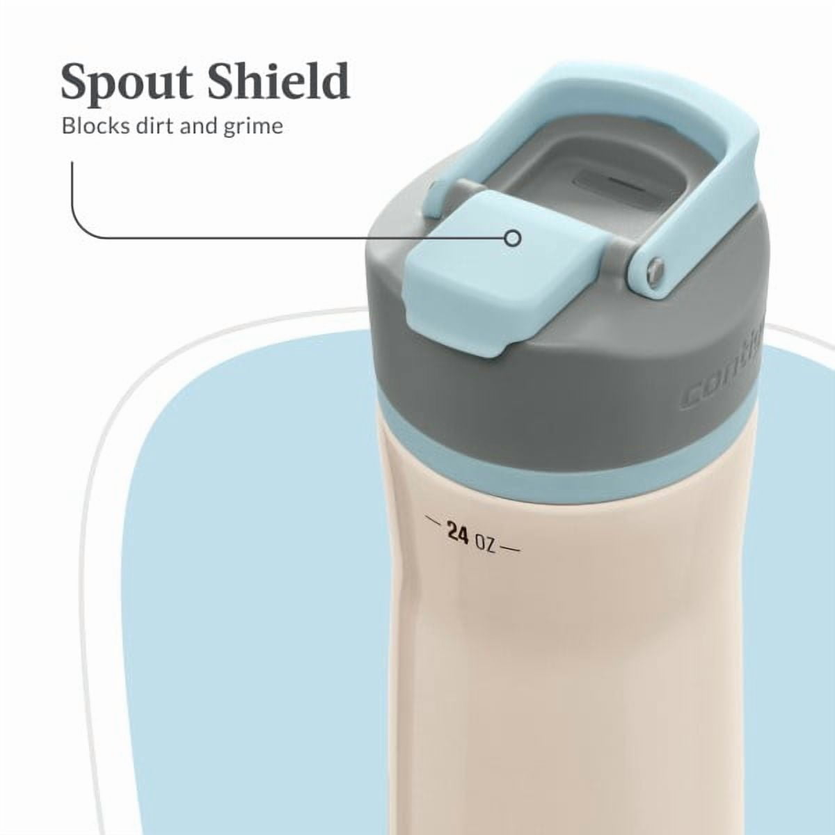 Contigo Clybourn Chill Stainless Steel FreeFlow Filter Water Bottle with AUTOSEAL, 24oz Salt C107A