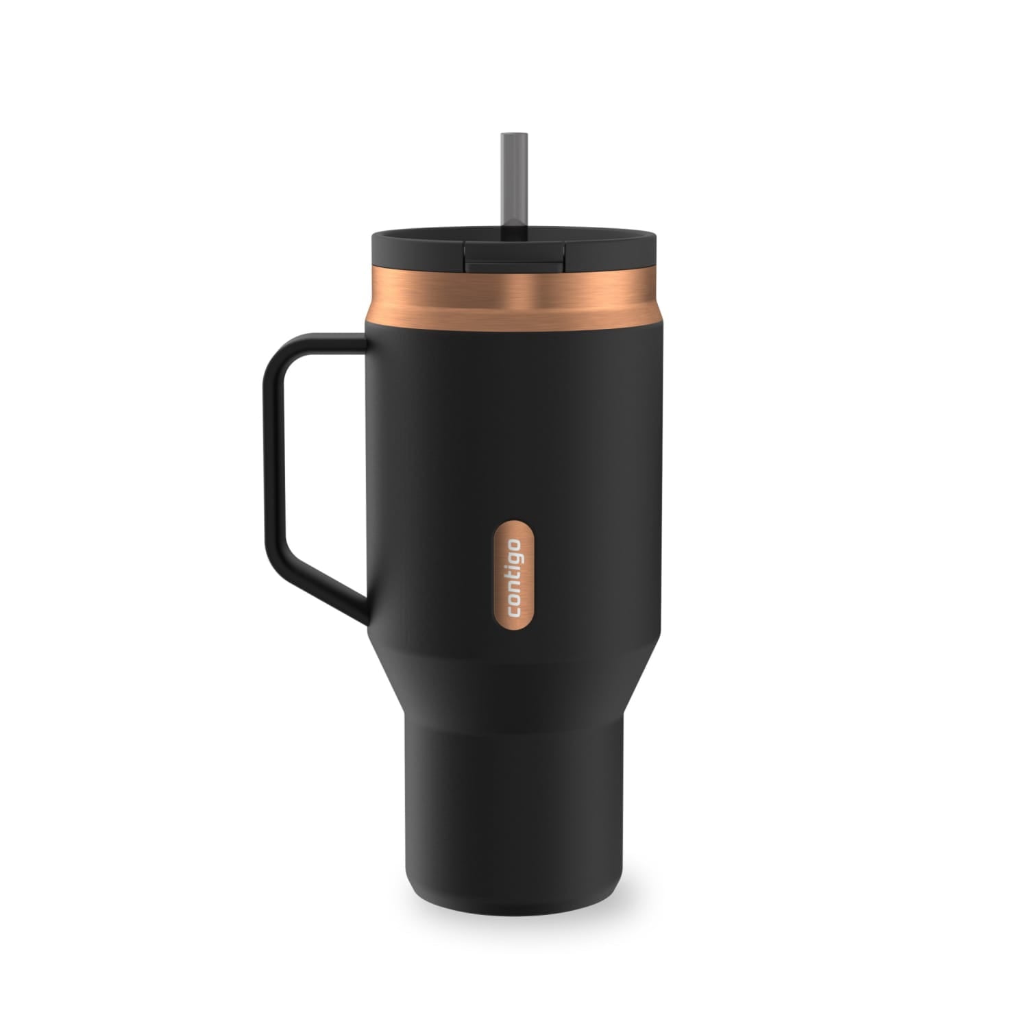 Contigo SnapSeal Leakproof Stainless Steel Reusable Water Bottle Tumbler with Side Handle, Black/Bronze, 30 oz C015G