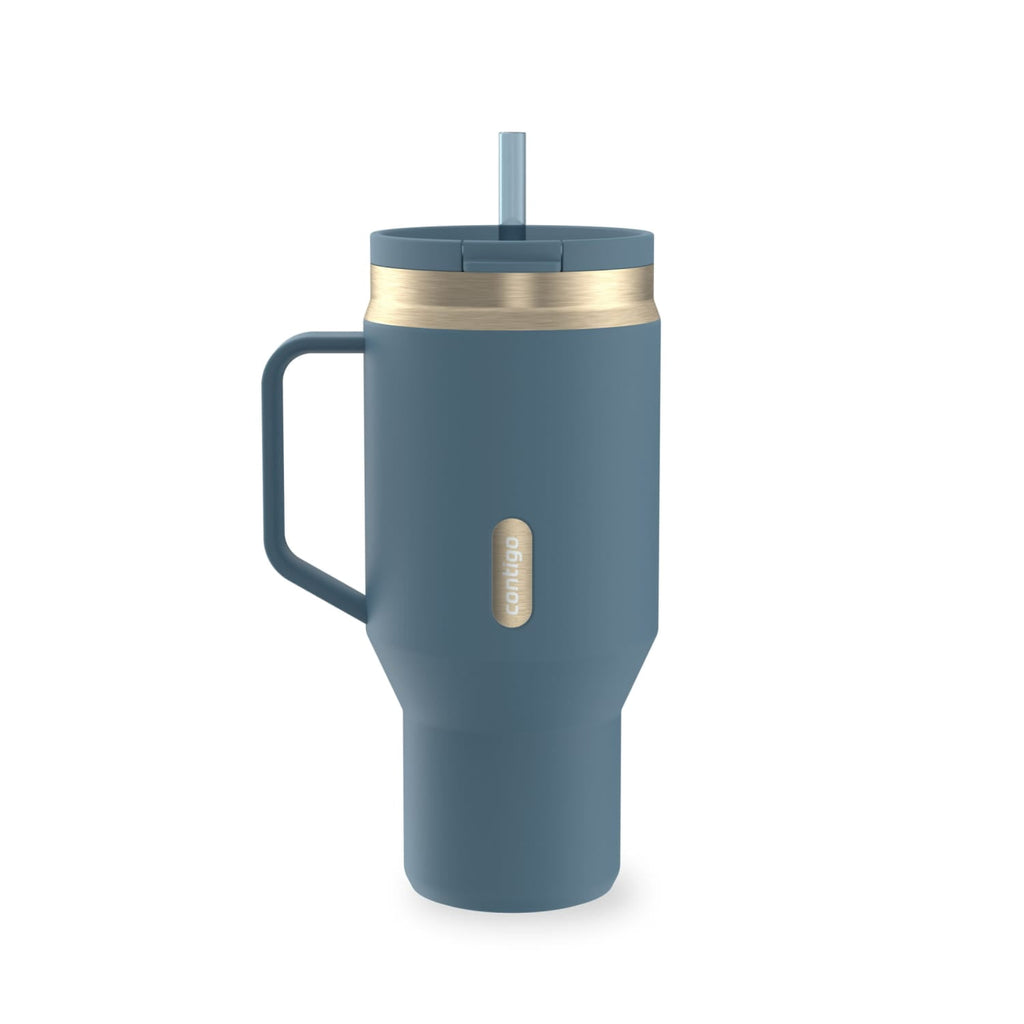 Contigo SnapSeal Leakproof Stainless Steel Reusable Water Bottle Tumbler with Side Handle, Black/Bronze, 30 oz C015G