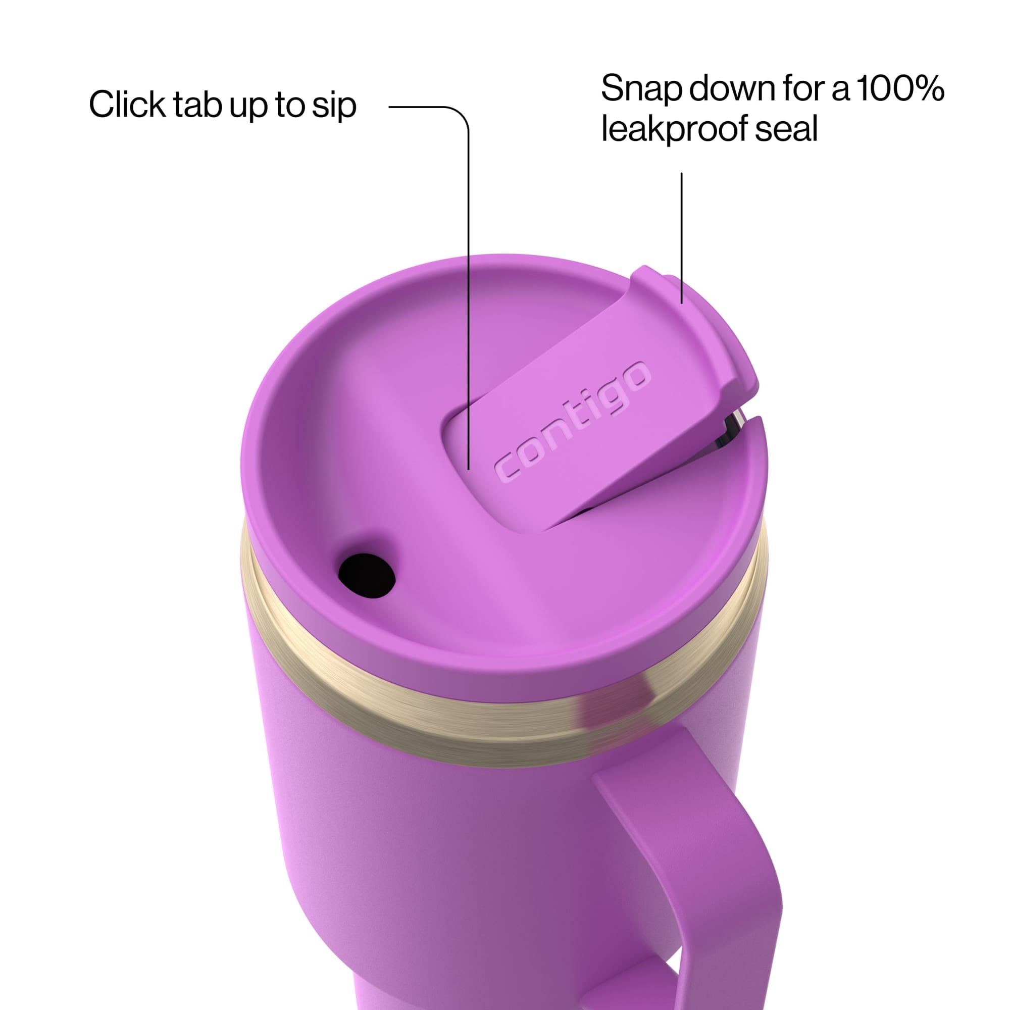 Contigo SnapSeal Leakproof Stainless Steel Reusable Water Bottle Tumbler with Side Handle, Black/Bronze, 30 oz C015G