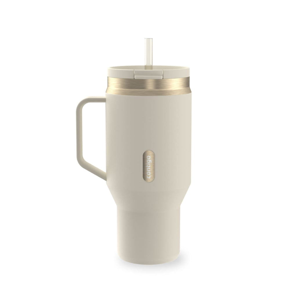 Contigo SnapSeal Leakproof Stainless Steel Reusable Water Bottle Tumbler with Side Handle, Black/Bronze, 30 oz C015G