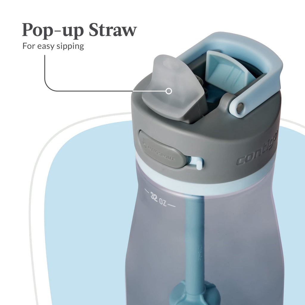 Contigo Wells Plastic Filter Water Bottle with AUTOSPOUT Straw Lid, 32 oz., Dark Ice C008D
