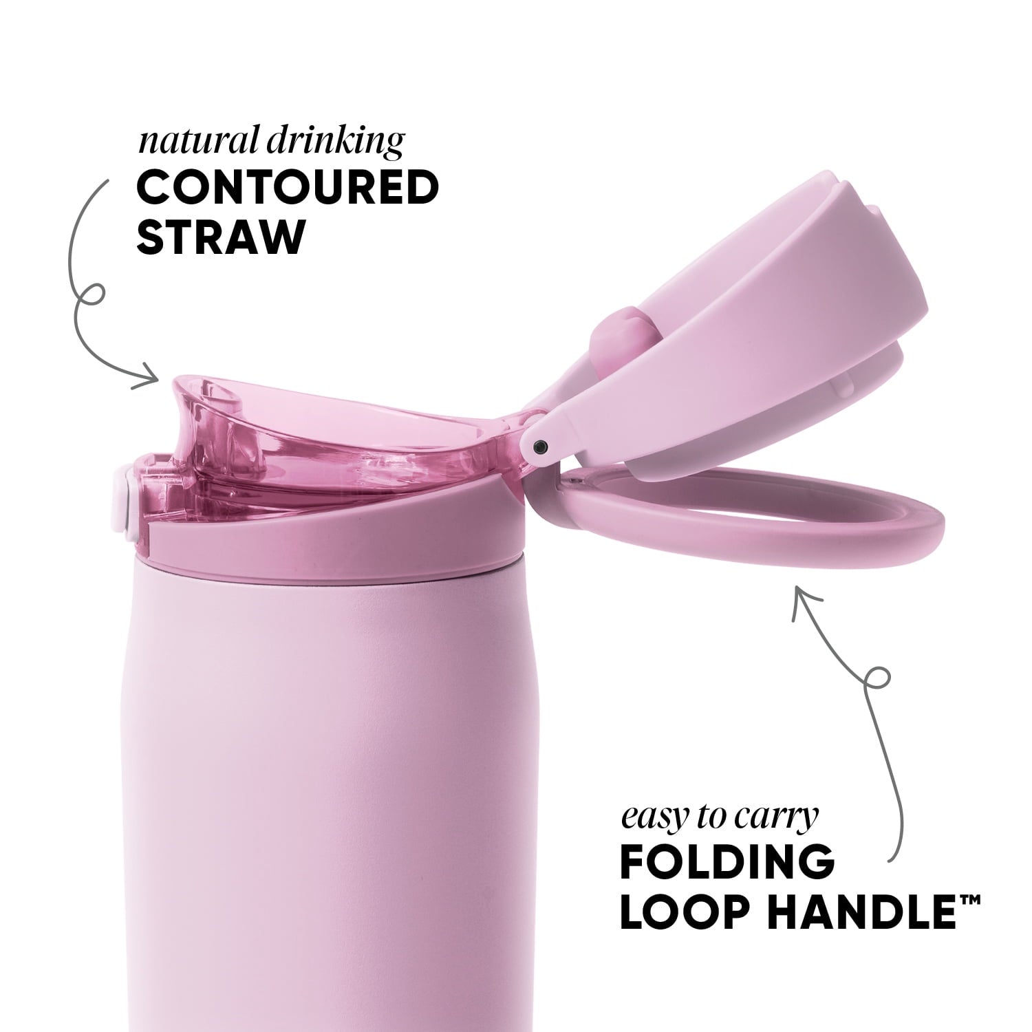 Simple Modern 24oz Mesa Loop Water Bottle with Covered Spout | Pink Champagne C409T