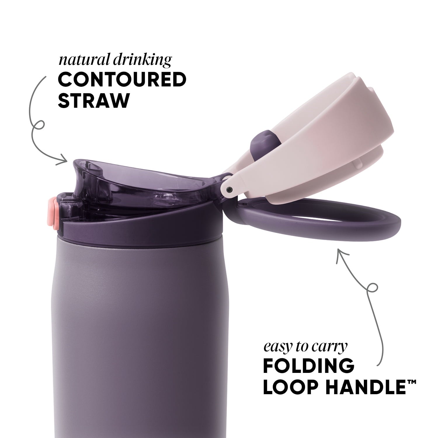 Simple Modern 24oz Mesa Loop Water Bottle with Covered Spout | Pink Champagne C409T