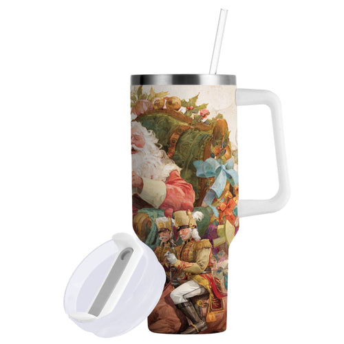 30 oz Insulated Stainless Steel Tumbler Double Wall Stainless Steel Tumbler with 2-Way Drinking Santa Claus Sitting in Chair C682N