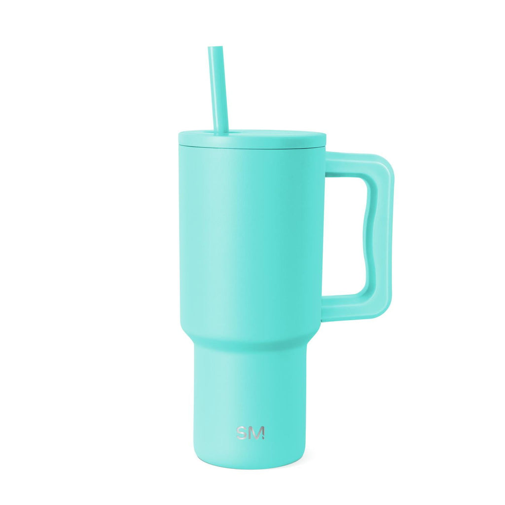 Simple Modern 30 fl oz Insulated Stainless Steel Trek Tumbler with Straw Lid | Seaglass Sage and Cream Checkmate C690C