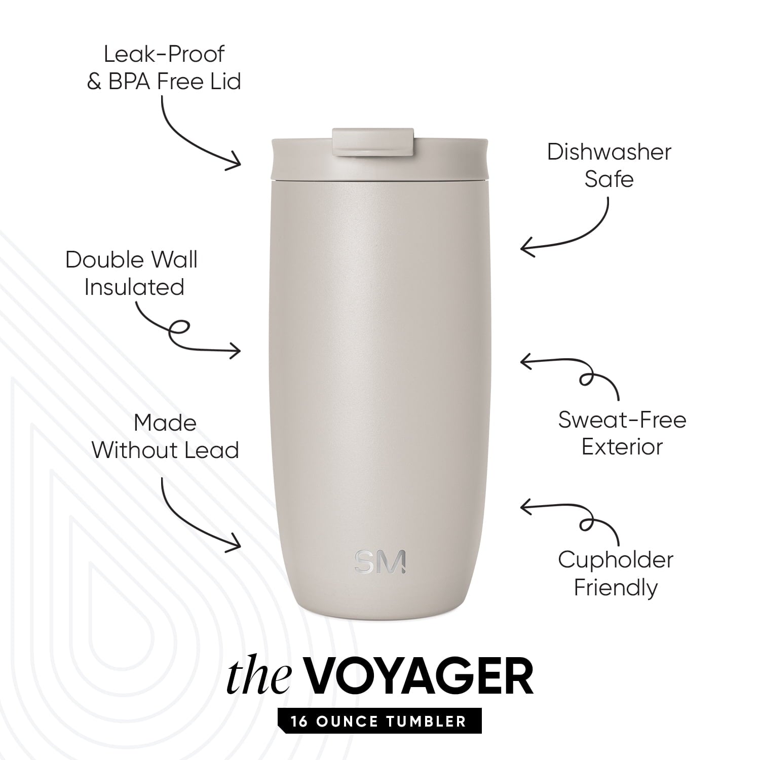 Simple Modern 16 fl oz Insulated Stainless Steel Voyager Coffee Tumbler with Insulated Flip Lid C394S