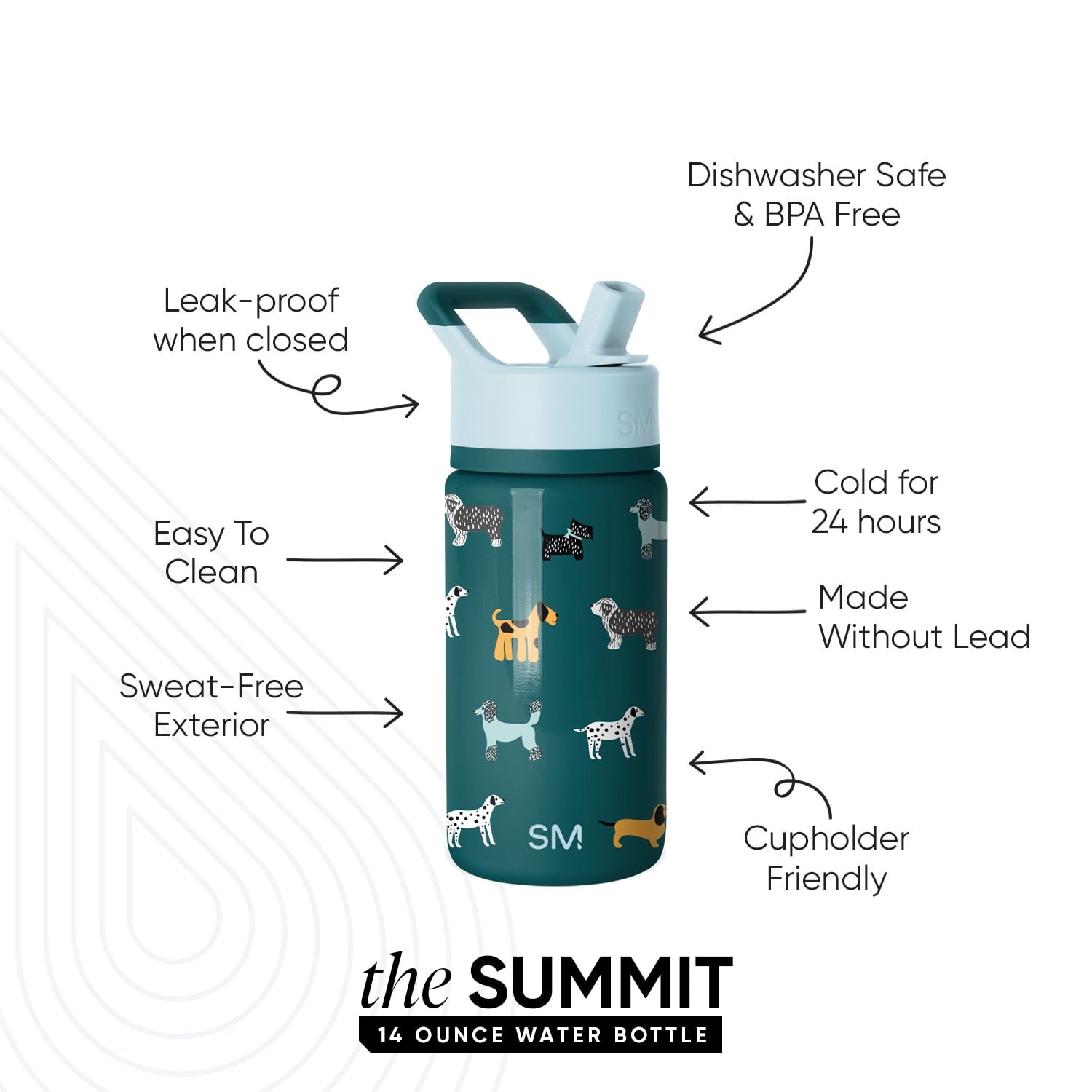 Simple Modern 14oz Summit Water Bottle with Straw Lid | Confetti C429C