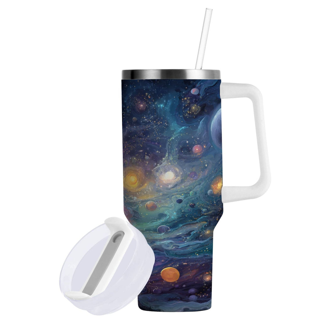30 oz Insulated Stainless Steel Tumbler Double Wall Stainless Steel Tumbler with 2-Way Drinking Vibrant and Colorful Universe C453G