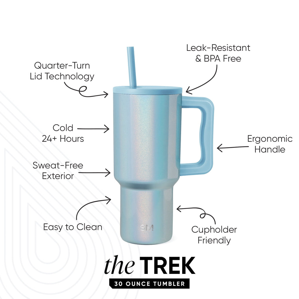 Simple Modern 30 fl oz Insulated Stainless Steel Trek Tumbler with Straw Lid | Seaglass Sage and Cream Checkmate C690C