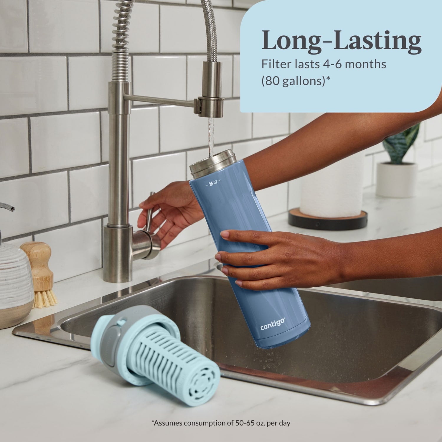 Contigo Clybourn FreeFlow Filter Water Bottle Replacement Filter, 1 Count C030C