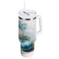 40 oz Insulated Stainless Steel Tumbler Double Wall Stainless Steel Tumbler with 2-Way Drinking Watercolor Pumpkins and Leaves C447L