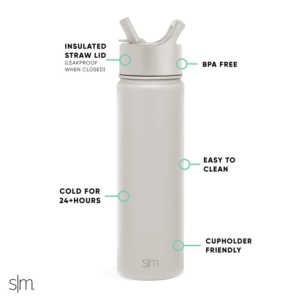 Simple Modern Summit Water Bottle Straw Lid Vacuum Insulated Stainless Steel Bottle | 22 fl oz C430Q