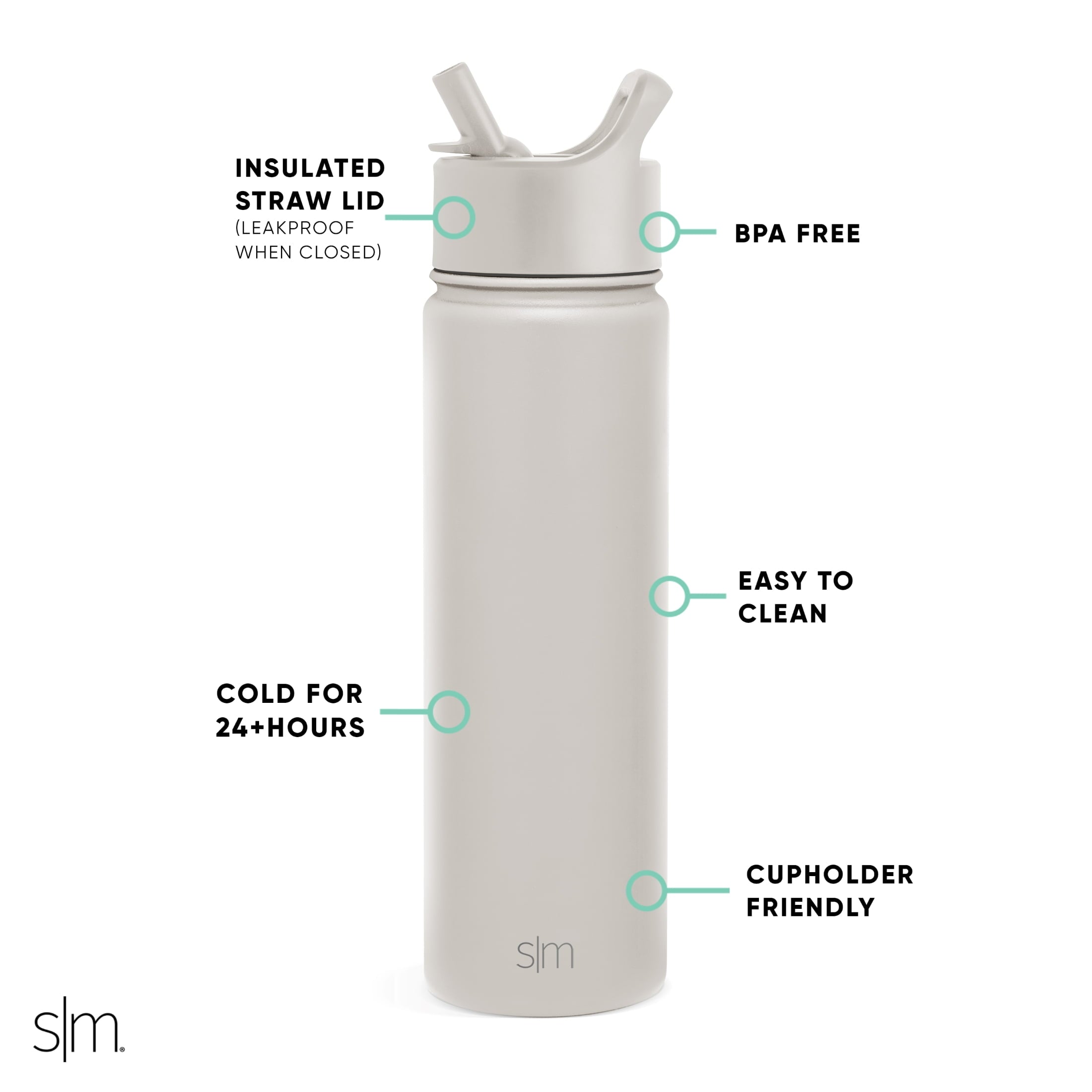 Simple Modern Summit Water Bottle Straw Lid Vacuum Insulated Stainless Steel Bottle | 22 fl oz C430Q